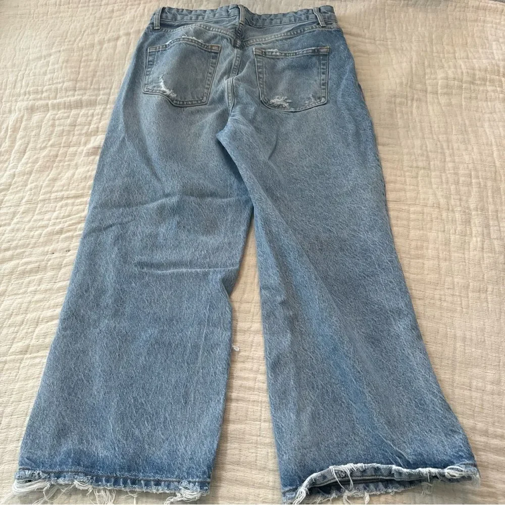 We the Free People Women's Size 29 Blue Wide Leg Jeans Distressed